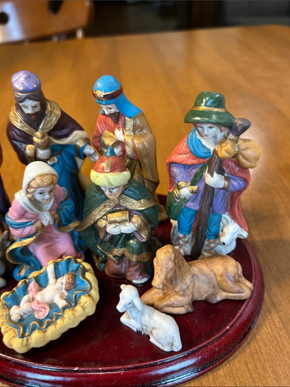 Hand-Painted Nativity Set - Multicolor Holiday Figurines 11 Piece set